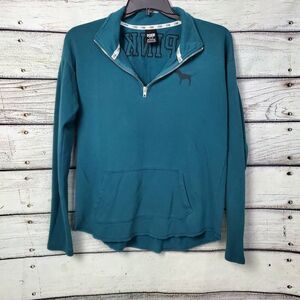 Pink Victoria's Secret Medium Green 1/4 Zip Sweatshirt